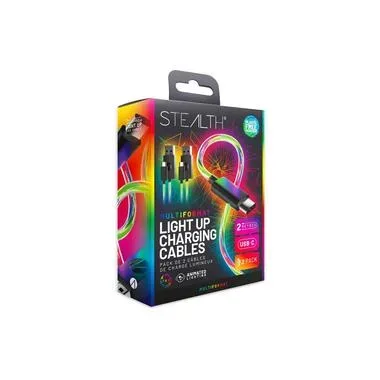 Stealth, Stealth - Light Up Twin Charging Cable, Gaming Zubehör, Black, 2 Meter