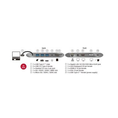 DeLock, DeLock - Dockingstation USB3.1-C - dunkelgrau