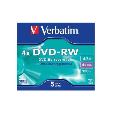 Verbatim, Verbatim 43285 DVD-RW Rohling 4.7 GB 5 St. Jewelcase Wiederbeschreibbar