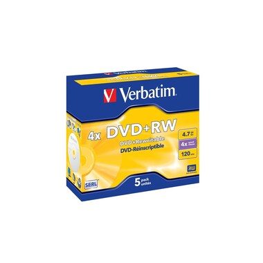 Verbatim, Verbatim DVD+RW Jewelcase Silber 4x 4.7 GB 5 Stück