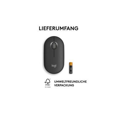 Logitech, Logitech Pebble Mouse 2 M350s Maus Bluetooth® Optisch Graphit 3 Tasten 400 dpi, 4000 dpi Integriertes Scrollrad