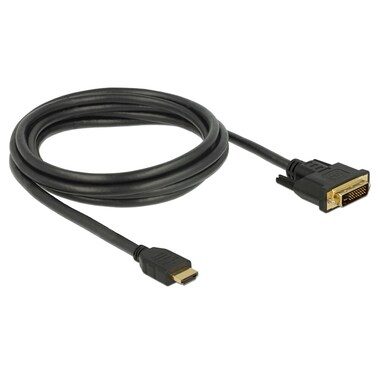 DeLock, Delock HDMI / DVI Anschlusskabel HDMI-A Stecker, DVI-D 24+1pol. Stecker 2 m Schwarz 85654 dreifach geschirmt, vergoldete
