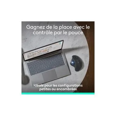Logitech, LOGITECH ERGO M575S Maus, Kabellos, 2000 dpi, Optisch mit Leuchtdioden, Grafit + Blaue Kugel