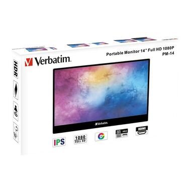Verbatim, Verbatim PM-14 Portabler Monitor EEK A (A - G) 35.6 cm (14 Zoll) 1920 x 1080 Pixel 16:9 6 ms HDMI®, USB-A (USB 2.0),