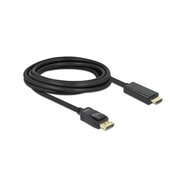 DeLock, Delock HDMI / DisplayPort Anschlusskabel DisplayPort Stecker, HDMI-A Stecker 3 m Schwarz 82435 verdrillt, vergoldete