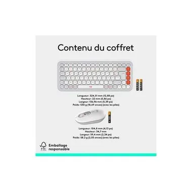 Logitech, LOGITECH POP Icon Combo, Tastatur & Maus, Kabellos, Offwhite und Orange