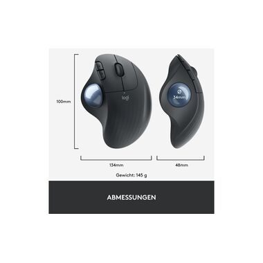 Logitech, Logitech - ERGO M575 for Business Maus rechts RF Wireless + Bluetooth Trackball 2000 DPI