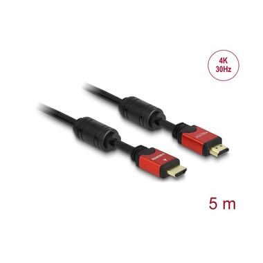 DeLock, Delock HDMI Anschlusskabel HDMI-A Stecker, HDMI-A Stecker 5.00 m Rot/Schwarz 84335 vergoldete Steckkontakte, mit