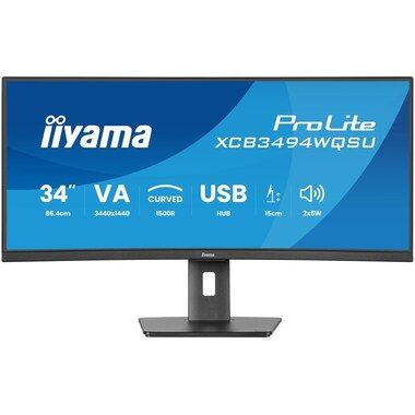 Iiyama, Iiyama ProLite XCB3494WQSU-B1 LED-Monitor EEK F (A - G) 86.4 cm (34 Zoll) 3440 x 1440 Pixel 21:9 0.4 ms DisplayPort VA