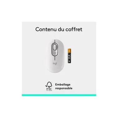 Logitech, Logitech POP Maus Bluetooth® Optisch Weiß 4 Tasten 4000 dpi Easy Switch 3 Geräte, Integriertes Scrollrad