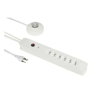 Schönenberger Steckdosenleiste 6 x T13 mit externem Taster, 3 m, Weiss