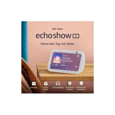 Amazon, AMAZON Echo Show 5 (3. Gen.) Alexa-Smart-Display mit Smart-Home-Hub (44-mm-Breitbandlautsprecher), Weiss