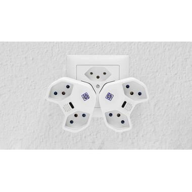 STEFFEN, Steffen Mehrfachadapter Manta 2xT13 + 1xUSB-C drehbar 320° weiss