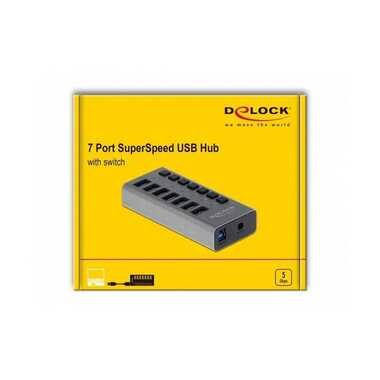 DeLock, DeLock - 63669 Schnittstellen-Hub USB 3.2 Gen 1 (3.1 Gen 1) Type-B 5000 Mbit/s Grau