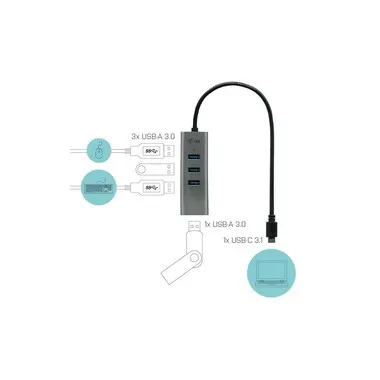 i-tec, i-tec - C31HUBMETAL403 (4 Ports), Grau