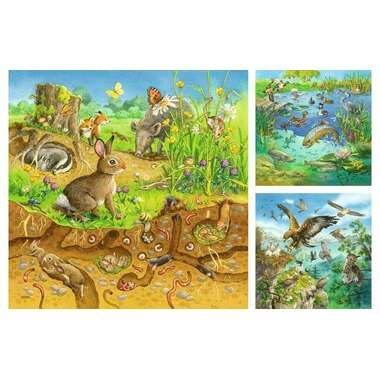 Ravensburger Verlag GmbH, Puzzle Ravensburger Tiere in ihren Lebensräumen 3 X 49 Teile