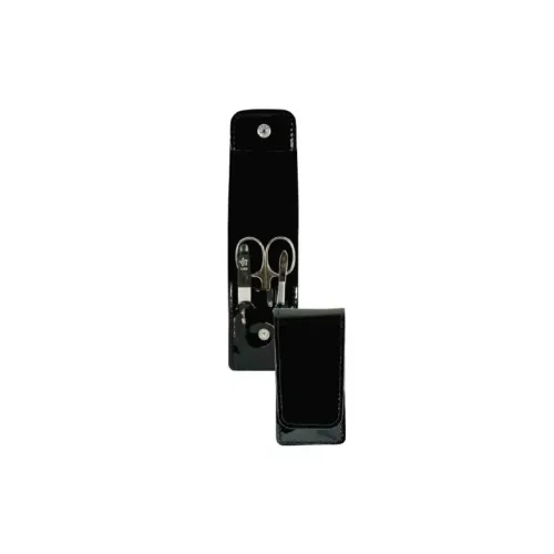 Pfeilring Maniküre-Set 3-teilig schwarz Taschenetui, Kalbsleder, Nickel-Füllung