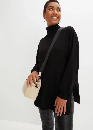 bonprix, bonprix Rollkragenpullover aus Viskose-Mixschwarz 36Damen