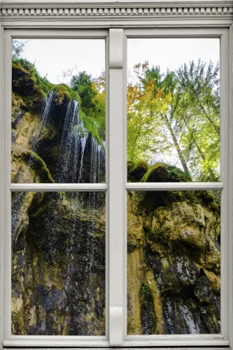 Queence, queence Wandsticker "Felswand" Wandsticker, Wandbild, selbstklebend, 3D, Fenster