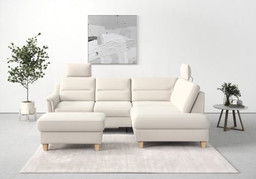 SIT&MORE, sit&more Ecksofa »Farö«, inklusive Federkern, mit naturfarbenen Füssen, wahlweise mit Bettfunktion und Bettkasten