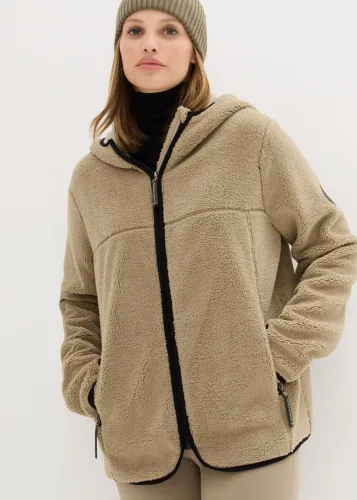 bonprix, bonprix Teddy-Fleece Jacke mit Kapuzegrün 44Damen