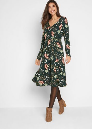 bonprix, bonprix Jerseykleid "Baumwoll-Jerseykleid in Wickeloptik" für Alltag, aus Baumwolle und Elasthan, mit Wickeloptik