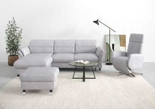 SIT&MORE, sit&more Ecksofa »Grenoble«, inklusive Federkern, wahlweise mit Bettfunktion, Bettkasten, Armteilverstellung und Kopfteilverstellung