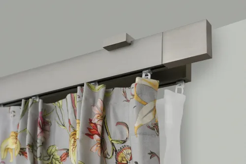 Garesa, GARESA Gardinenstange "FLAT" 2 läufig-läufig Wunschmasslänge Rechteckprofil, Deckenmontage, perfekter Lauf, modern, verlängerbar