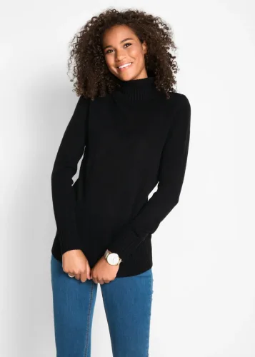 bonprix, bonprix Basic Rollkragenpulloverschwarz 36Damen