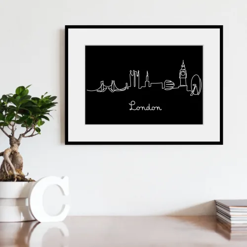 Queence, queence Bild "London Skyline" Kunst  London  Modern  Stadt  Städte 1 Stk. tlg. HD Premium Poster-Druck inkl. Holzrahmen