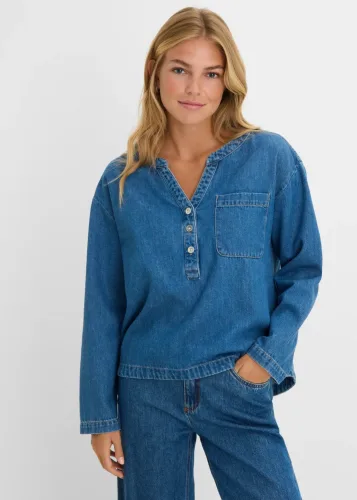 bonprix, bonprix Jeansbluse-Tunikablau 36Damen