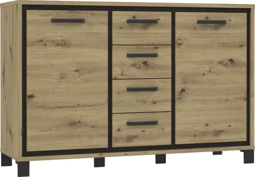 CONFORAMA, Kommode TRONDHEIM 2 Türen 4 Schubladen 41.5x138.4x91.2cm artisan eiche eiche