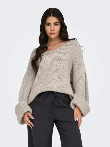 JDY, JDY V-Ausschnitt-Pullover "JDYDINEA L/S REVERSIBLE PULLOV. KNT NOOS" Kunstfaser, regular fit
