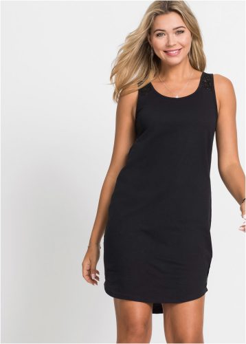 bonprix, bonprix Shirtkleid aus Baumwolle mit Spitzeschwarz 36Damen