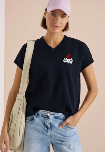 cecil, Kurzarm Sweatshirt mit Backprint