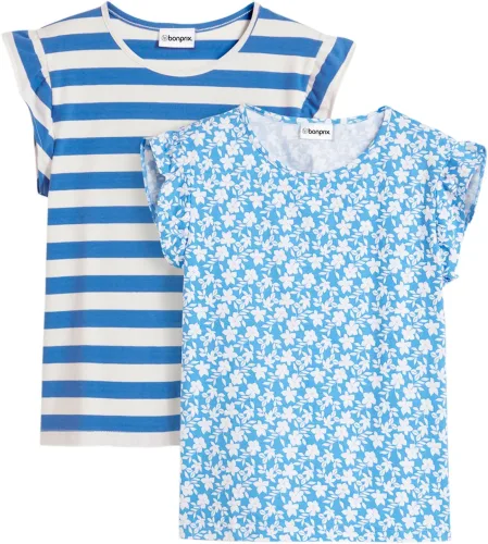 bonprix, bonprix Shirt mit Bio-Baumwolle (2er Pack)weiß 152Mädchen