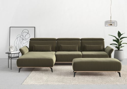 Places of Style Ecksofa »Fjord«, massiv, wahlweise mit Armlehnfunktion, Kopf- Sitztiefenverstellung