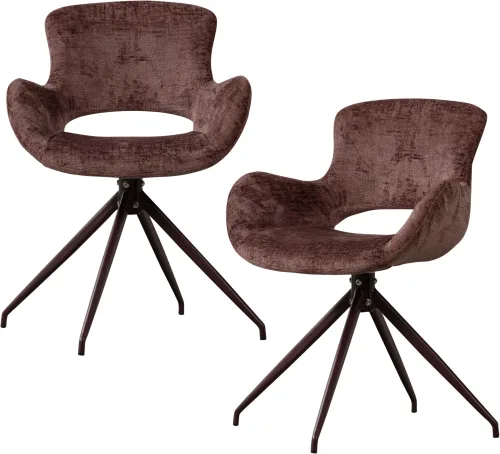 mutoni, mutoni - Esszimmerstuhl Eliva Struktursamt purple (2er-Set), One Size, Violett