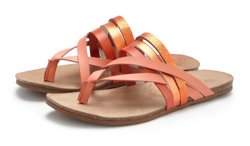 Lascana, LASCANA Zehentrenner "Sommerschuh, offener Schuh, Pantolette, Sandale," aus Leder mit Korkfussbett