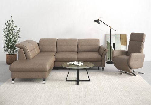 sit&more Ecksofa »Grenoble«, inklusive Federkern, wahlweise mit Bettfunktion, Stauraum, Armteilverstellung und Kopfteilverstellung