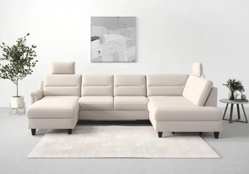 Sit & More, sit&more Wohnlandschaft "Farö U-Form" inklusive Federkern, wahlweise mit Bettfunktion und Bettkasten