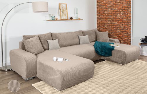 Collection Ab, COLLECTION AB Wohnlandschaft "Paola U-Form, B: 314 cm" Bettfunktion, Bettkasten & 4 Zierkissen, Federkern