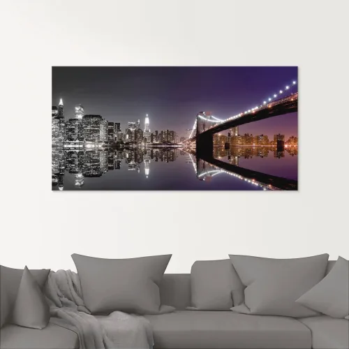 Artland, Artland Glasbild "New York Skyline nächtliche Reflektion" Amerika 1 Stk. tlg. in verschiedenen Grössen