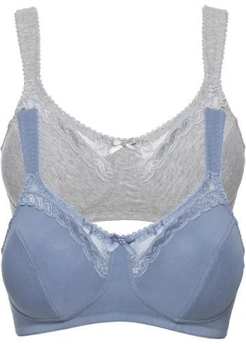 bonprix, bonprix BH ohne Bügel mit Bio-Baumwolle (2er Pack)grau 90Damen
