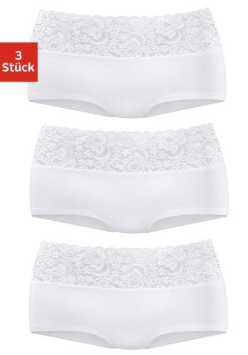 Vivance, Vivance Panty 3er-Pack, aus elastischer Baumwolle mit floraler Spitze