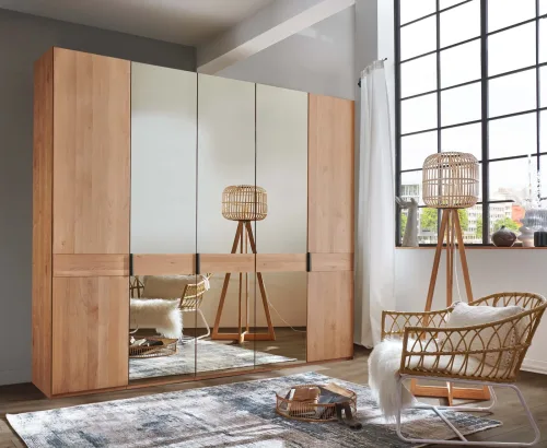 Wiemann, WIEMANN Kleiderschrank "Cardiff, Massivholztüren in Kombination mit Glas- oder Spiegeltüren" 4 Breiten, 2 Höhen 216/236cm auswählbar, hochwertiges Design in langlebiger Qualität, viel Stauraum