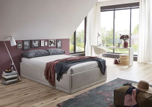 Westfalia Schlafkomfort, Westfalia Schlafkomfort Polsterbett "Texel" Komforthöhe mit Zierkissen, Bettkasten bei Ausführung mit Matratze