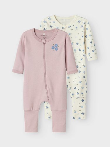 Name It Pyjama »NBFNIGHTSUIT 2P ZIP FF JET FLOWER NOOS«, (Packung, 2 tlg.)