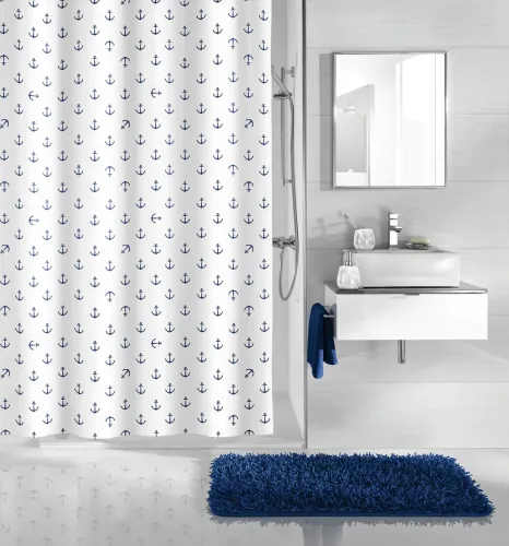 Kleine Wolke, Kleine Wolke Duschvorhang Anchor Blau | 180 × 200 cm