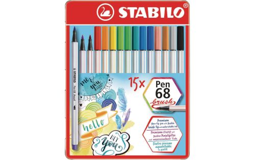 Stabilo, STABILO - Fasermaler mit Pinselspitze Pen 68 brush - 15er Etui Metall